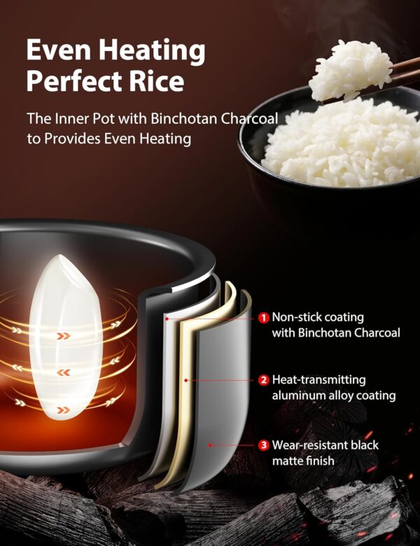 toshiba mini rice cooker, 3 cups uncooked small rice cooker, steamer & warmer, with fuzzy logic and one touch cooking, 24 hour delay timer and auto keep warm feature, white