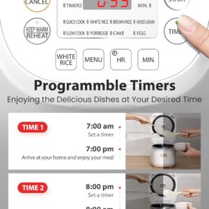 toshiba mini rice cooker, 3 cups uncooked small rice cooker, steamer & warmer, with fuzzy logic and one touch cooking, 24 hour delay timer and auto keep warm feature, white
