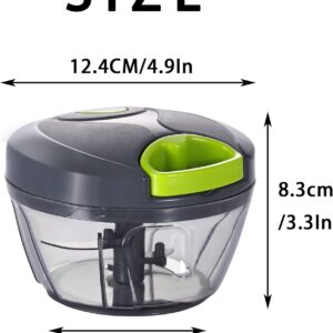 ourokhome manual food processor vegetable chopper, portable hand pull string garlic mincer onion cutter for veggies, ginger, fruits, nuts, herbs, etc., 500ml, grey