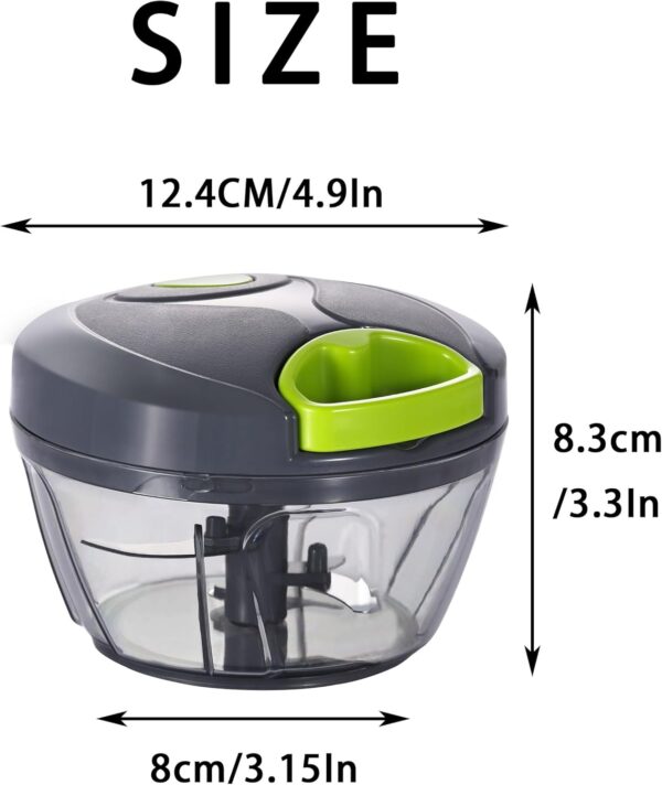 ourokhome manual food processor vegetable chopper, portable hand pull string garlic mincer onion cutter for veggies, ginger, fruits, nuts, herbs, etc., 500ml, grey