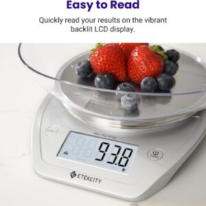 etekcity 0.1g food kitchen scale, bowl, digital grams and ounces for weight loss, dieting, baking, cooking, and meal prep, 11lb/5kg, stainless steel silver