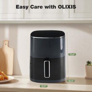 olixis air fryer 6 quart with window square air fryer 12 in 1 air fry, roast, reheat, dehydrate, bake, steam, fries, custard, chicken, wings, sea food, vegetabels,400f grey