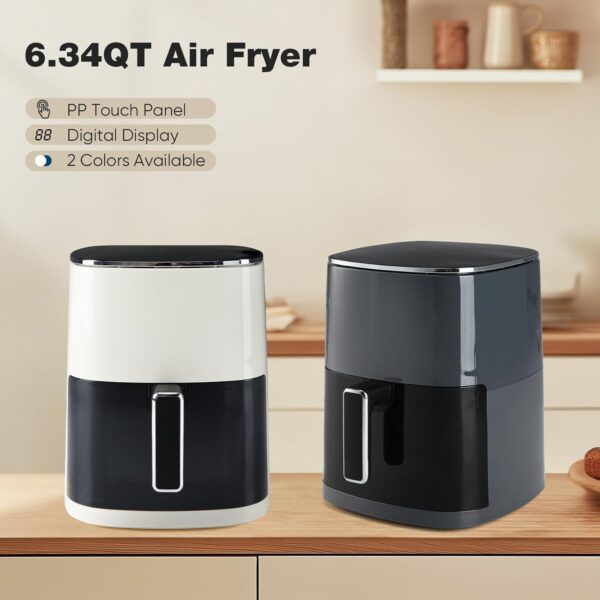 olixis air fryer 6 quart with window square air fryer 12 in 1 air fry, roast, reheat, dehydrate, bake, steam, fries, custard, chicken, wings, sea food, vegetabels,400f grey