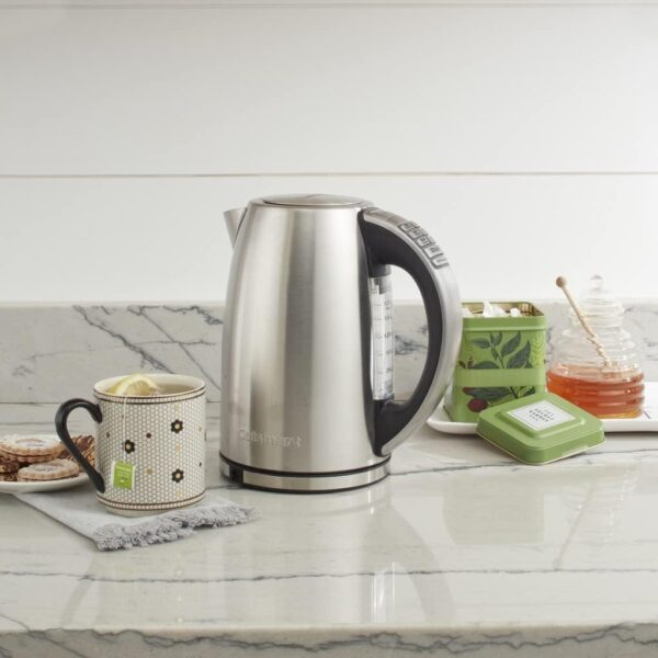 cuisinart 1.7 liter stainless steel cordless electric kettle with 6 preset temperatures