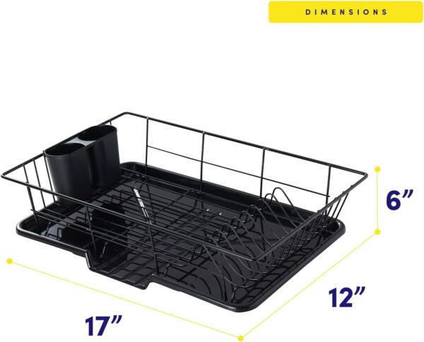 space saving 3 piece dish drainer rack set with cutlery holder maximize countertop space, black