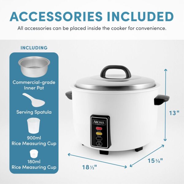 aroma housewares 60 cup (cooked) (30 cup uncooked) commercial rice cooker (arc 1033e),white