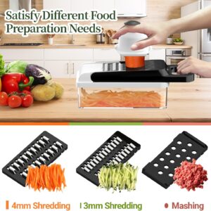 12 in 1 vegetable chopper, 7 blades veggie chopper with container and lid, dicer, slicer, multifunctional kitchen gadgets, vegetable cutter with handle, onion cutter(black/white)
