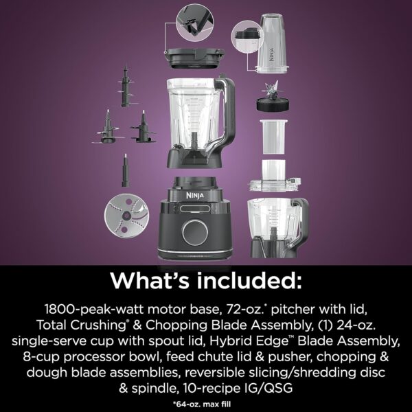 ninja | all in one blender & food processor | best for smoothies, cookie dough, salsas, cole slaw & more | blendsense intelligence for perfectly smooth results | 1800 watt | black | tb401