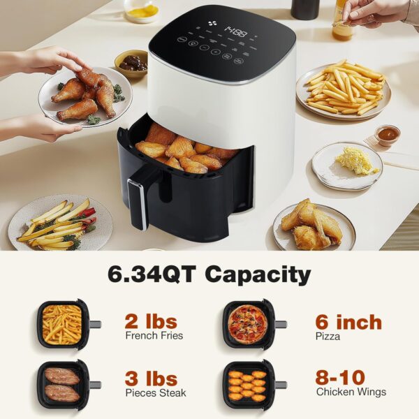 olixis air fryer 6 quart with window square air fryer 12 in 1 air fry, roast, reheat, dehydrate, bake, steam, fries, custard, chicken, wings, sea food, vegetabels,400f beige