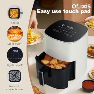 olixis air fryer 6 quart with window square air fryer 12 in 1 air fry, roast, reheat, dehydrate, bake, steam, fries, custard, chicken, wings, sea food, vegetabels,400f beige
