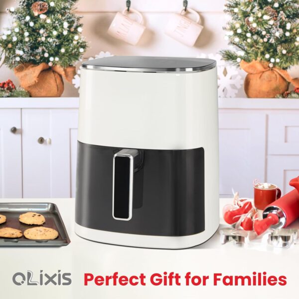 olixis air fryer 6 quart with window square air fryer 12 in 1 air fry, roast, reheat, dehydrate, bake, steam, fries, custard, chicken, wings, sea food, vegetabels,400f beige