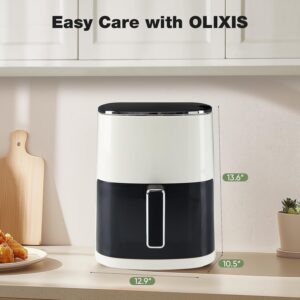 olixis air fryer 6 quart with window square air fryer 12 in 1 air fry, roast, reheat, dehydrate, bake, steam, fries, custard, chicken, wings, sea food, vegetabels,400f beige