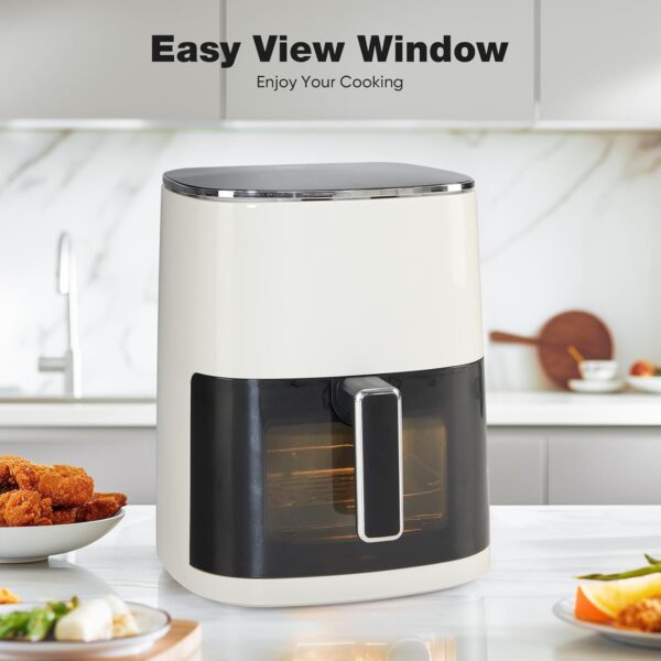 olixis air fryer 6 quart with window square air fryer 12 in 1 air fry, roast, reheat, dehydrate, bake, steam, fries, custard, chicken, wings, sea food, vegetabels,400f beige