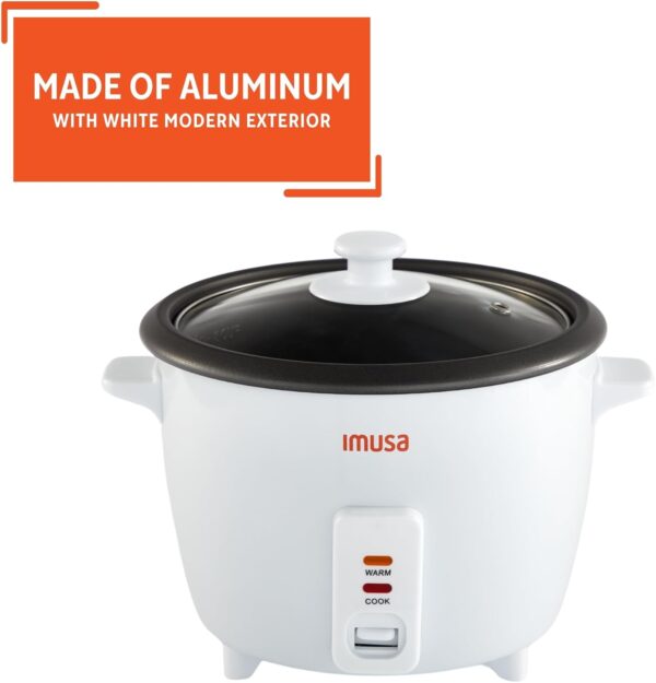 imusa usa gau 00012 electric nonstick rice cooker 5 cup (uncooked) 10 cup (cooked), white