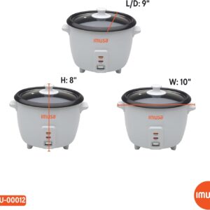 imusa usa gau 00012 electric nonstick rice cooker 5 cup (uncooked) 10 cup (cooked), white