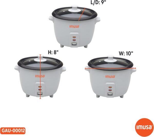 imusa usa gau 00012 electric nonstick rice cooker 5 cup (uncooked) 10 cup (cooked), white