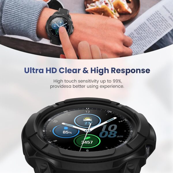 goton 3 in 1 accessories for samsung galaxy watch 3 45mm, 1 rugged tpu armor bumper case +2 tempered glass screen protector films + 1 bezel ring for galaxy watch 3 45mm