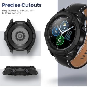 goton 3 in 1 accessories for samsung galaxy watch 3 45mm, 1 rugged tpu armor bumper case +2 tempered glass screen protector films + 1 bezel ring for galaxy watch 3 45mm