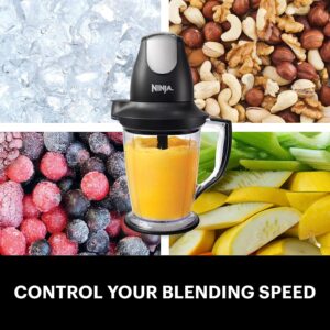 ninja qb1004 blender/food processor with 450 watt base, 48oz pitcher, 16oz chopper bowl, and 40oz processor bowl for shakes, smoothies, and meal prep,black