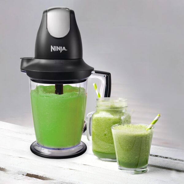 ninja qb1004 blender/food processor with 450 watt base, 48oz pitcher, 16oz chopper bowl, and 40oz processor bowl for shakes, smoothies, and meal prep,black