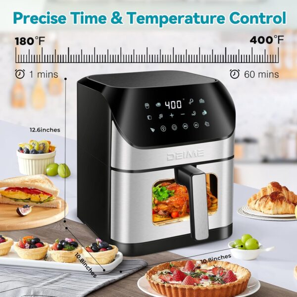 deime air fryer 6.2 qt oilless 1500w large capacity oven air fryers healthy cooker with 10 preset, visual cooking window, non stick basket, included recipe