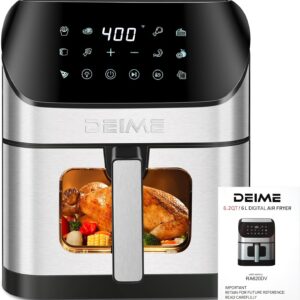 deime air fryer 6.2 qt oilless 1500w large capacity oven air fryers healthy cooker with 10 preset, visual cooking window, non stick basket, included recipe