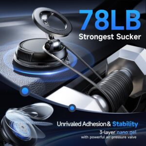 car phone holder for magsafe [78+lbs strongest suction & 2400gf strongest magnetic] 360° adjustable car phone mount, phone holders for your car for iphone 16 pro max 15 14 13 12 plus (carbon fiber)
