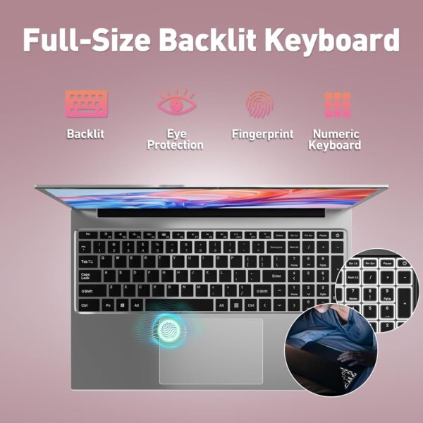 2025 latest 15.6'' laptop, 16gb ram, 512gb ssd, intel core i7 6500u(up to 3.1ghz), windows 11, fhd 1080p display, backlit keyboard, fingerprint, webcam, wifi5, bluetooth, mini hdmi, tf card slot, grey
