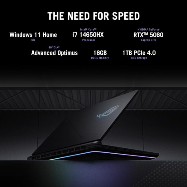 asus rog strix g16 (2025) gaming laptop, 16” fhd+ 16:10 165hz/3ms display, nvidia® geforce rtx™ 5060 laptop gpu, intel® core™ i7 processor 14650hx, 16gb ddr5, 1tb gen 4 ssd, wi fi 7, windows 11 home