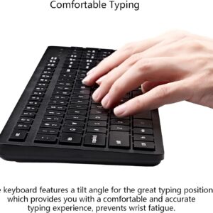 wireless keyboard, 2.4g usb external silent cordless keyboard for windows chrome laptop computer pc desktop notebook chromebook, 106 keys full size with number pad (black)