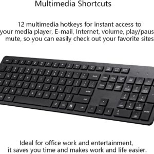 wireless keyboard, 2.4g usb external silent cordless keyboard for windows chrome laptop computer pc desktop notebook chromebook, 106 keys full size with number pad (black)