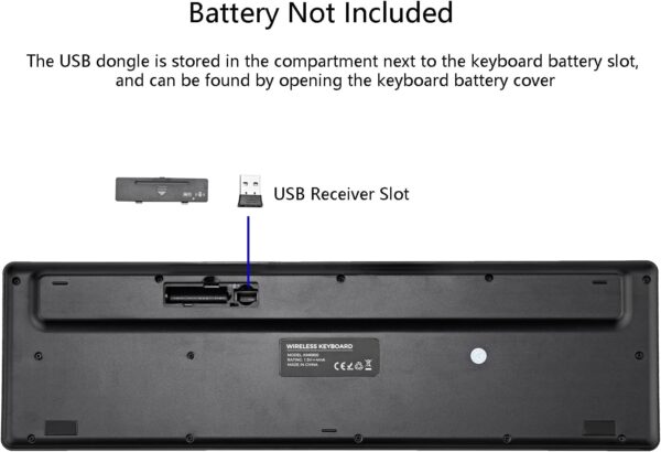 wireless keyboard, 2.4g usb external silent cordless keyboard for windows chrome laptop computer pc desktop notebook chromebook, 106 keys full size with number pad (black)