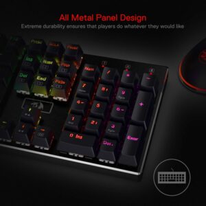 redragon k556 rgb led backlit wired mechanical gaming keyboard, 104 keys hot swap mechanical keyboard w/aluminum base, upgraded socket and noise absorbing foams, soft tactile brown switch
