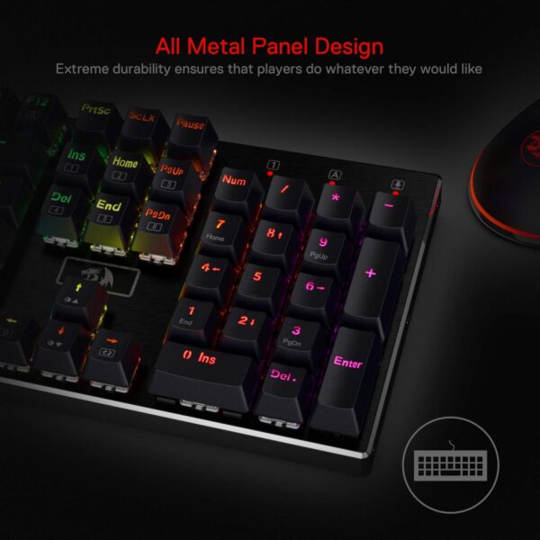 redragon k556 rgb led backlit wired mechanical gaming keyboard, 104 keys hot swap mechanical keyboard w/aluminum base, upgraded socket and noise absorbing foams, soft tactile brown switch