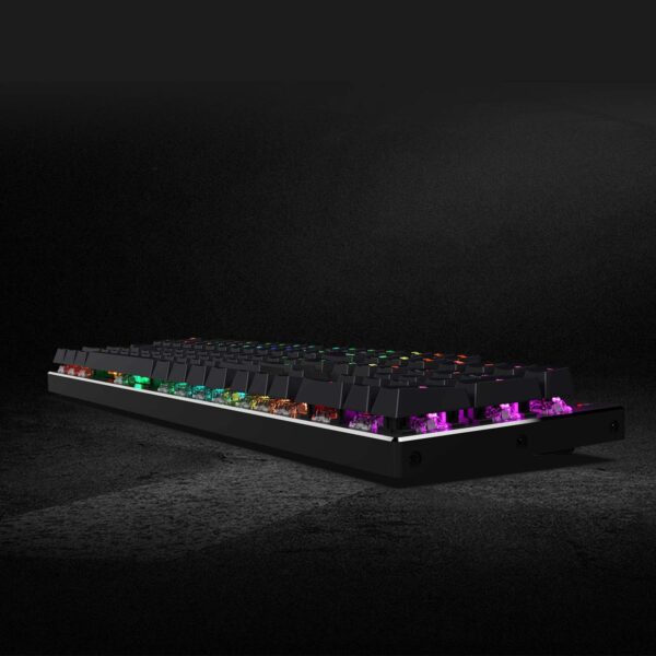 redragon k556 rgb led backlit wired mechanical gaming keyboard, 104 keys hot swap mechanical keyboard w/aluminum base, upgraded socket and noise absorbing foams, soft tactile brown switch