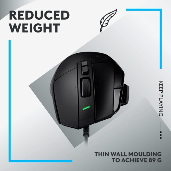 logitech g502 x wired gaming mouse lightforce hybrid optical mechanical primary switches, hero 25k gaming sensor, compatible with pc macos/windows black