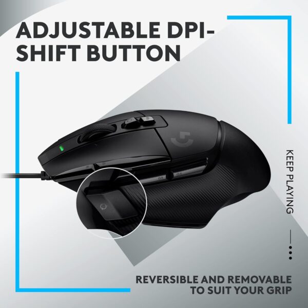 logitech g502 x wired gaming mouse lightforce hybrid optical mechanical primary switches, hero 25k gaming sensor, compatible with pc macos/windows black