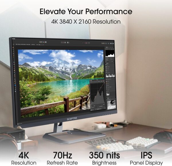 sceptre new ips 27 inch 4k monitor 3840 x 2160 up to 70hz build in speakers 2025