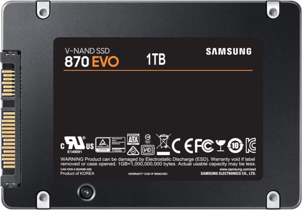 samsung 870 evo sata iii ssd 1tb 2.5” internal solid state drive, upgrade pc or laptop memory and storage for it pros, creators, everyday users, mz 77e1t0b/am