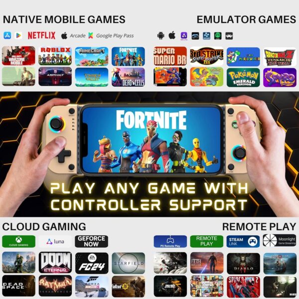 majestech (new 2025 phone game controller for iphone/android, rgb hall joystick, mechanical trigger, xbox cloud/playstation remote play/call of duty/roblox wireless bluetooth mobile gaming gamepad