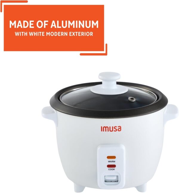 imusa usa gau 00011 electric nonstick rice cooker 3 cup (uncooked) 6 cup (cooked), white