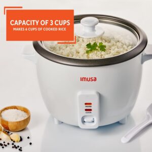 imusa usa gau 00011 electric nonstick rice cooker 3 cup (uncooked) 6 cup (cooked), white