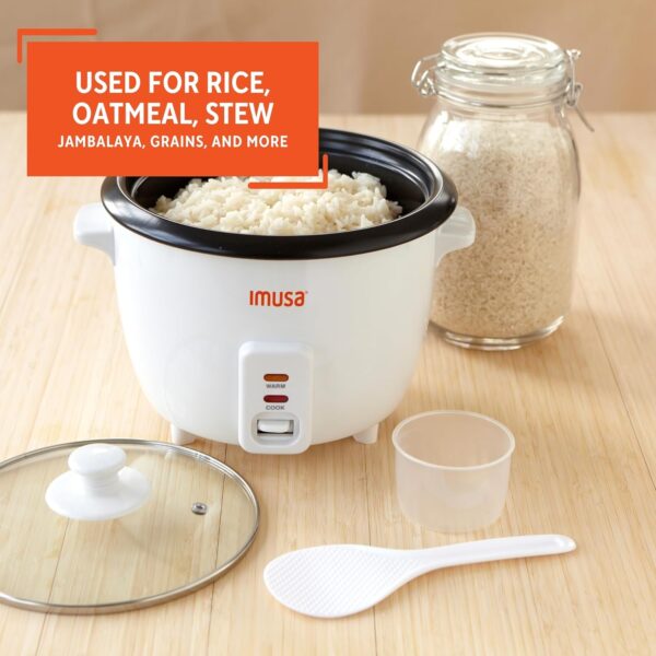 imusa usa gau 00011 electric nonstick rice cooker 3 cup (uncooked) 6 cup (cooked), white