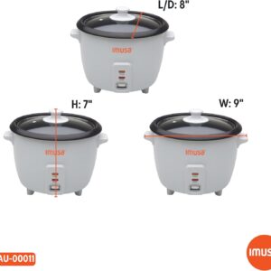 imusa usa gau 00011 electric nonstick rice cooker 3 cup (uncooked) 6 cup (cooked), white