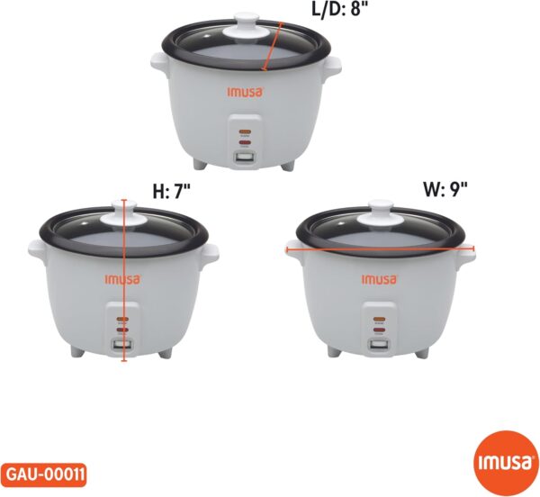 imusa usa gau 00011 electric nonstick rice cooker 3 cup (uncooked) 6 cup (cooked), white