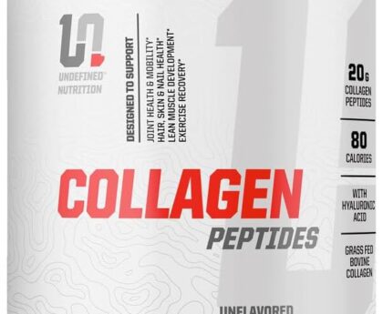 Undefined Nutrition Collagen Peptides by Brian Shaw (Unflavoured, 28 Servings) – 20g Collagen Peptides with Hyaluronic Acid – Promotes Muscle, Hair, Nail, Skin, Bone and Joint Health, Zero Sugar