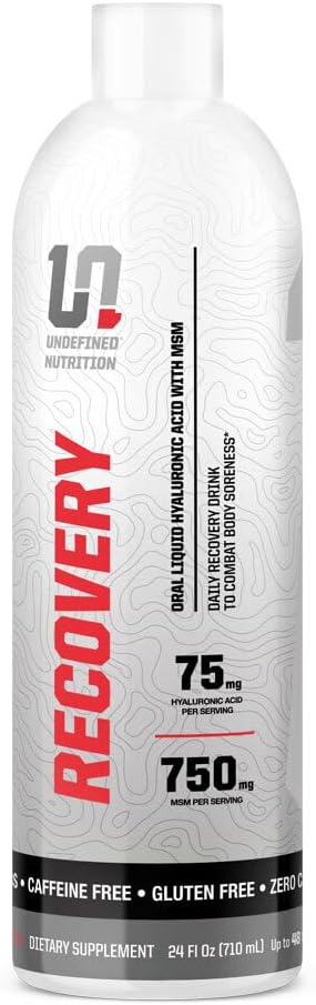 Undefined Nutrition Recovery by Brian Shaw – Oral Liquid Hyaluronic Acid (HA) + MSM – Protects Joints and Muscles, Reduces Post Workout Soreness – Joint and Connective Tissue Repair Supplement – 24 oz