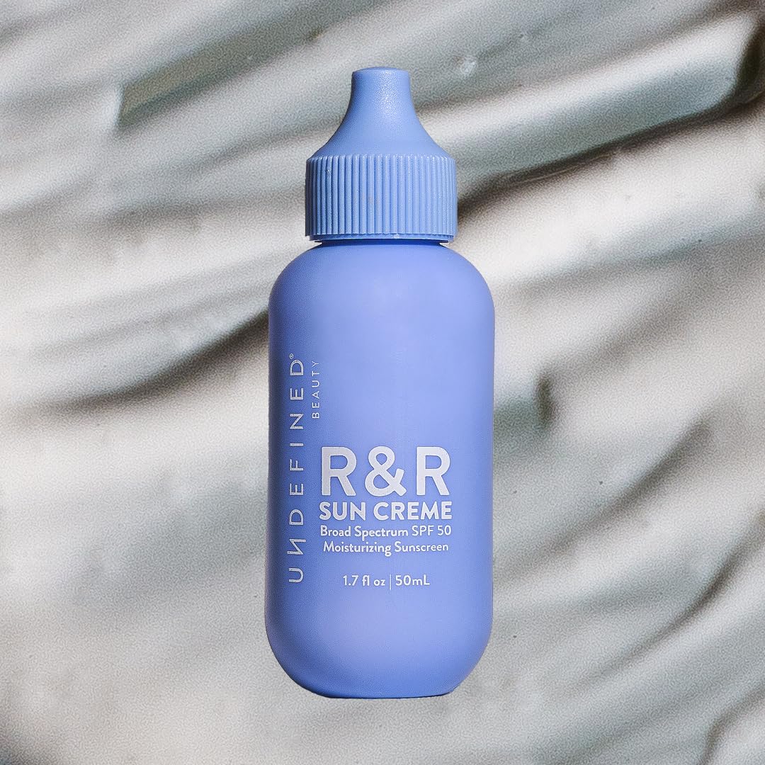 Undefined Beauty R&R Sun Crème SPF 50 – Untinted 3-in-1 Moisturizing Sunscreen with Ceramides, CoQ10, Niacinamide, Resveratrol 1.7oz