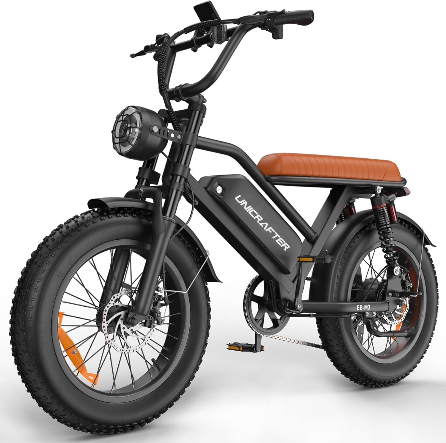 Electric Bike for Adults, 48V 18.2AH Electric Motorcycle Long Seat Electric Bicycle Full Suspension 20″ Fat Tire Ebike Max 28MPH& 30-60 Miles All Terrain E-Bike for Mountains, Sand, Road (48V 500W)