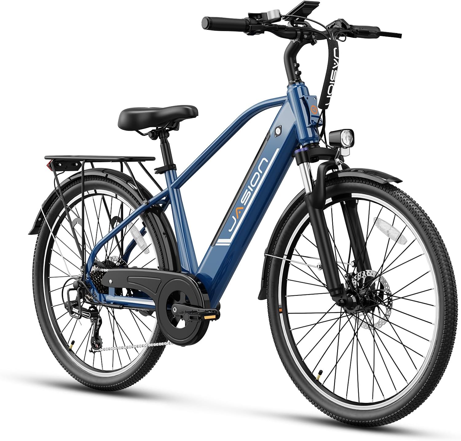 Jasion Roamer Electric Bike for Adults 1200W Peak Motor 528WH Removable Battery,up to 60miles 28MPH City Cruiser Ebike,26” Commuter E Bike, 7-Speed Gears and Front Suspension Bicycles